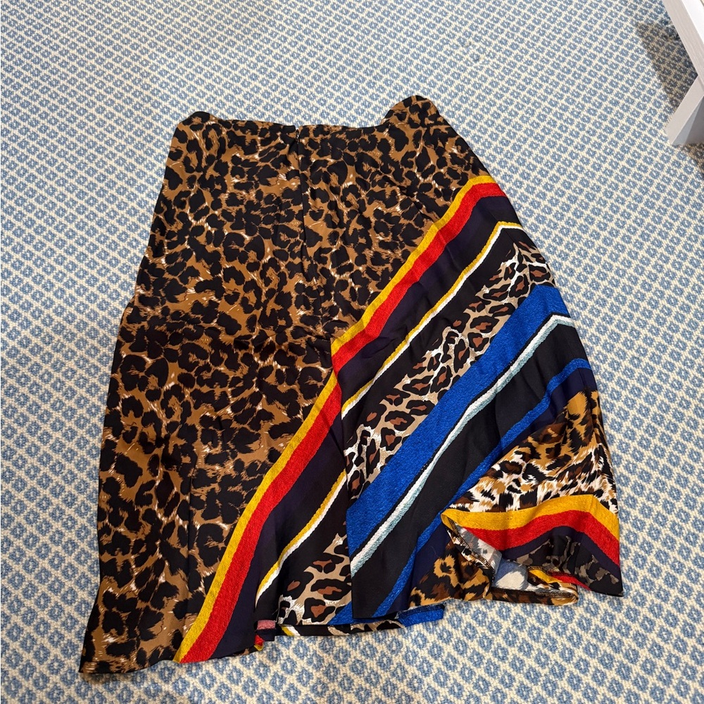 Leopard Print A-Line Skirt With Multicolor Stripes - image 3